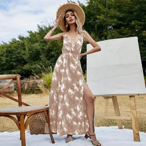 2021 New Bohemian Halter Dress Women Summer  Brand Sleeveless V-Neck Backless Must Have Reversible-Style