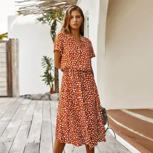 Lounge Moment Cotton-Blend Fashion Women's Summer Polka Dot Short Sleeve Dress