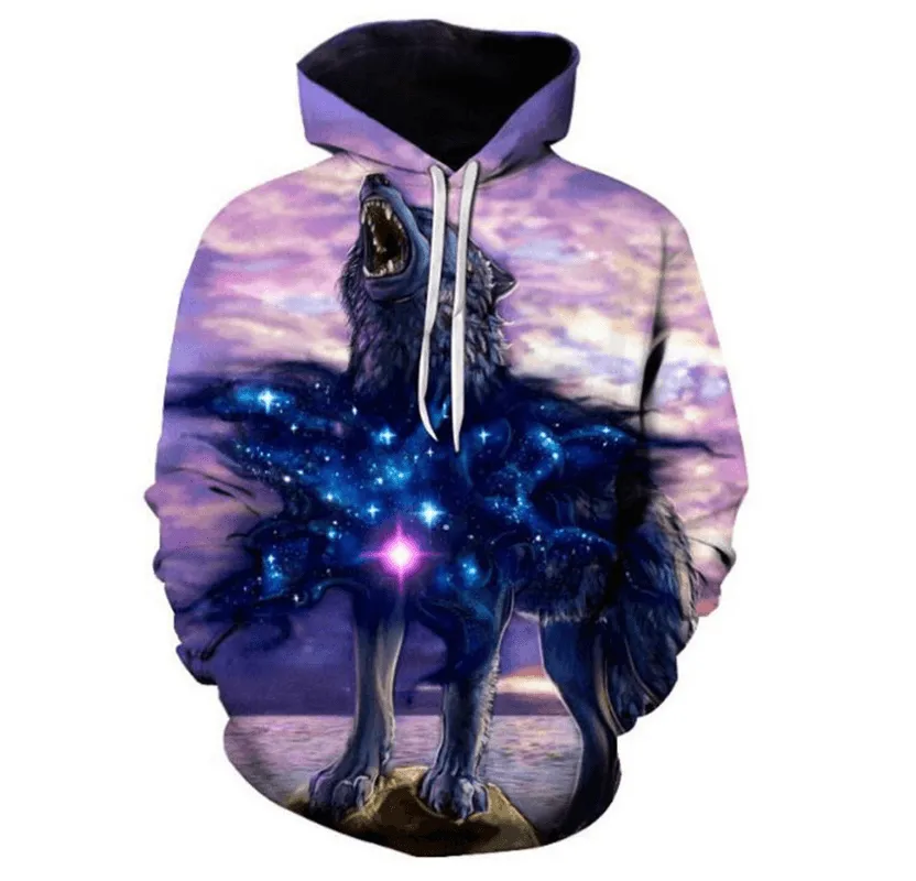 Short Cozy Choice 3D Digital Animal Print Hooded round Neck Sweatshirt