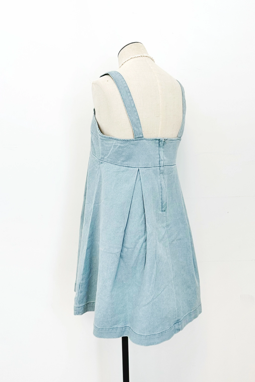 LightweightMaterial ruffle trim Denim Mini Dress