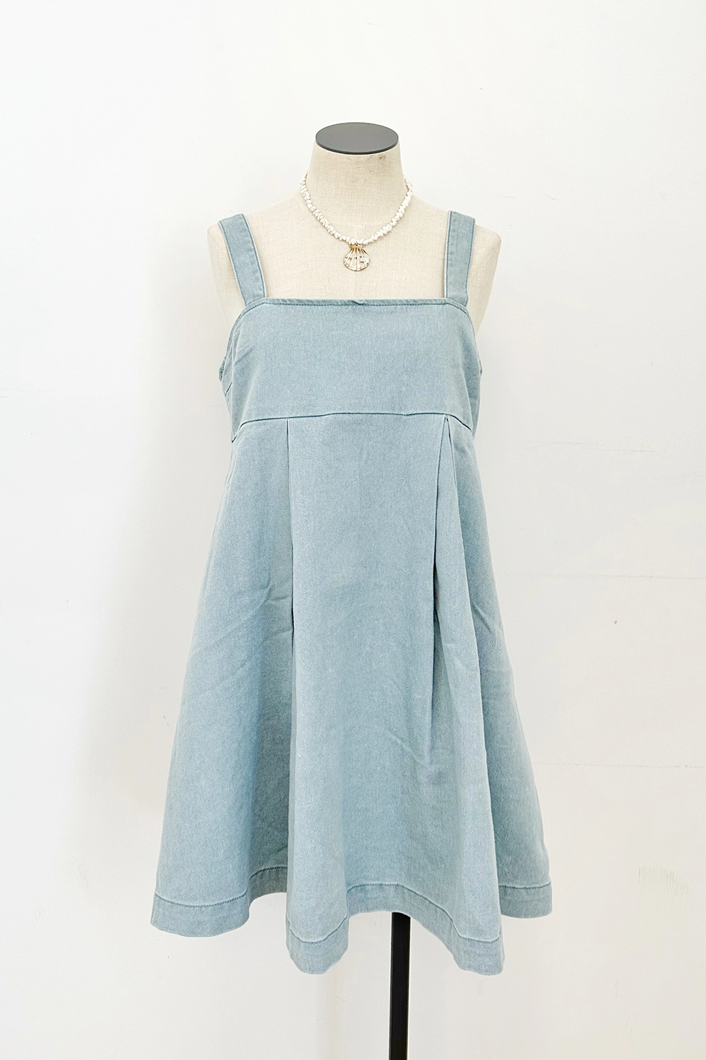 Denim Mini Dress Silky Shape Vibrant Tone