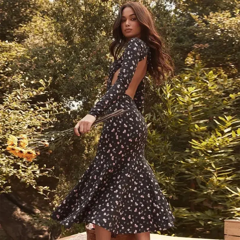 Shine Fit TearResistant Fabric Romantic Backless Maxi Dress