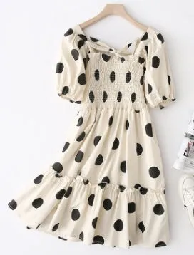 Balanced Fit Side Tie Vintage Dot Women Dress