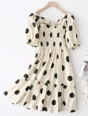 Balanced Fit Side Tie Vintage Dot Women Dress