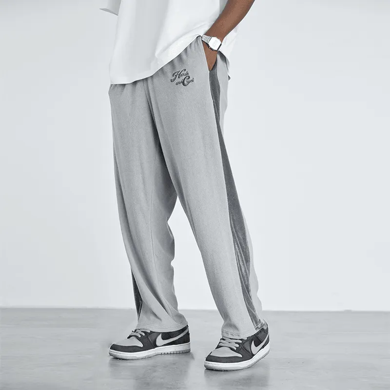 Terry Cloth Stitching Velvet Loose Trendy Casual Pants Cozy Comfort Thermal Regulating Fabric