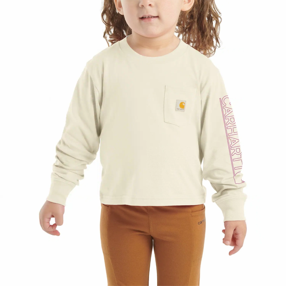 Baby Girls' Long-Sleeve Graphic Pocket T-Shirt CA7071 Versatile Layering Piece