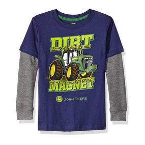 Toddler Boys' Dirt Magnet Long-Sleeve Tee JFT505BT NonChafeCollarTech Simple Pullover