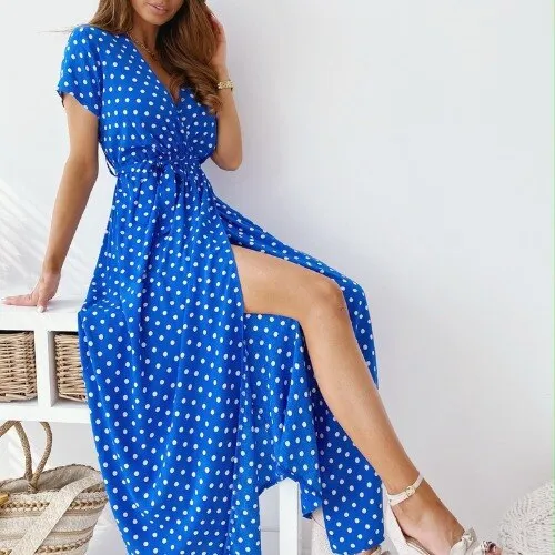 Polka Dot Maxi Dress for Women Stylish Line