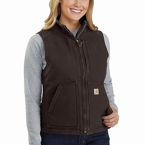 Women's Sherpa Lined Duck Mock Neck Vest 104224 Moisture Control Technology