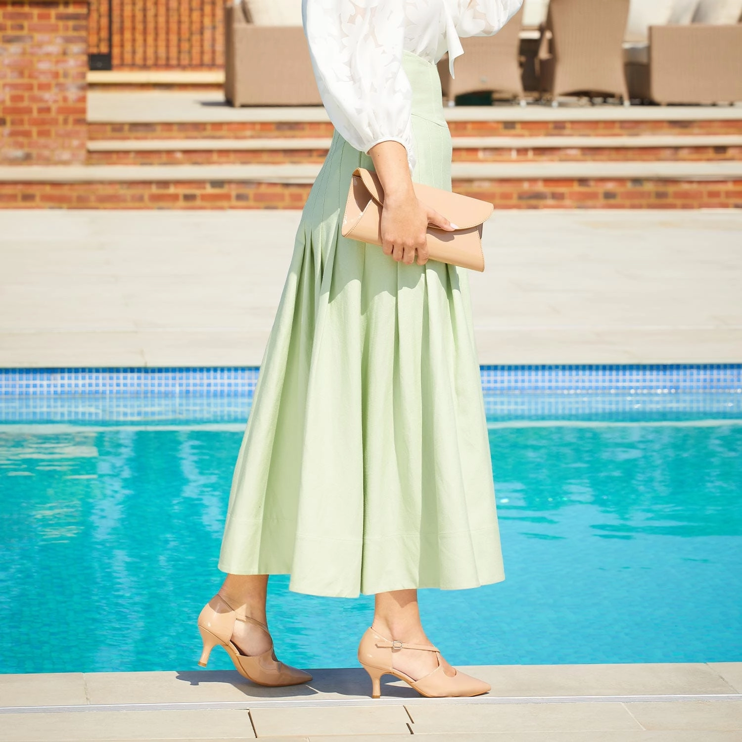 Convenient Cecilia: Sand Patent Leather