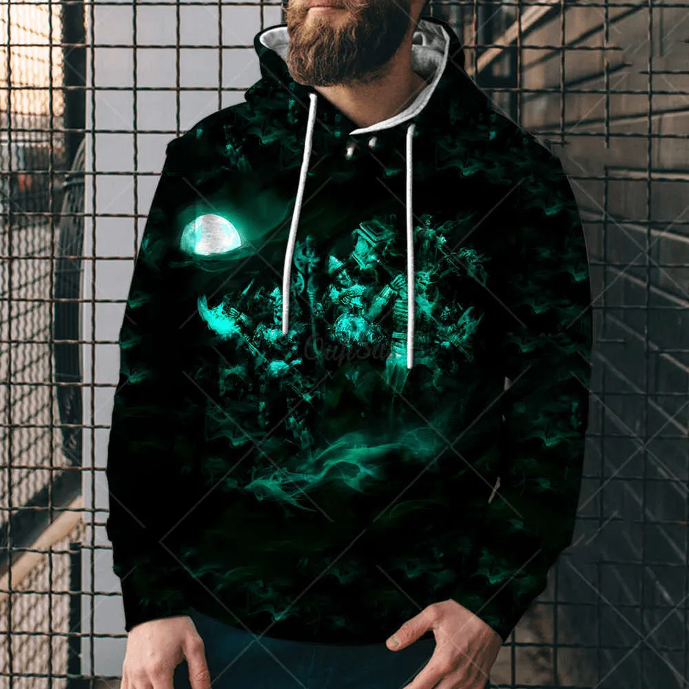 Print Loose-Fitting Hoodie Digital Printed Men product embroidery artistry