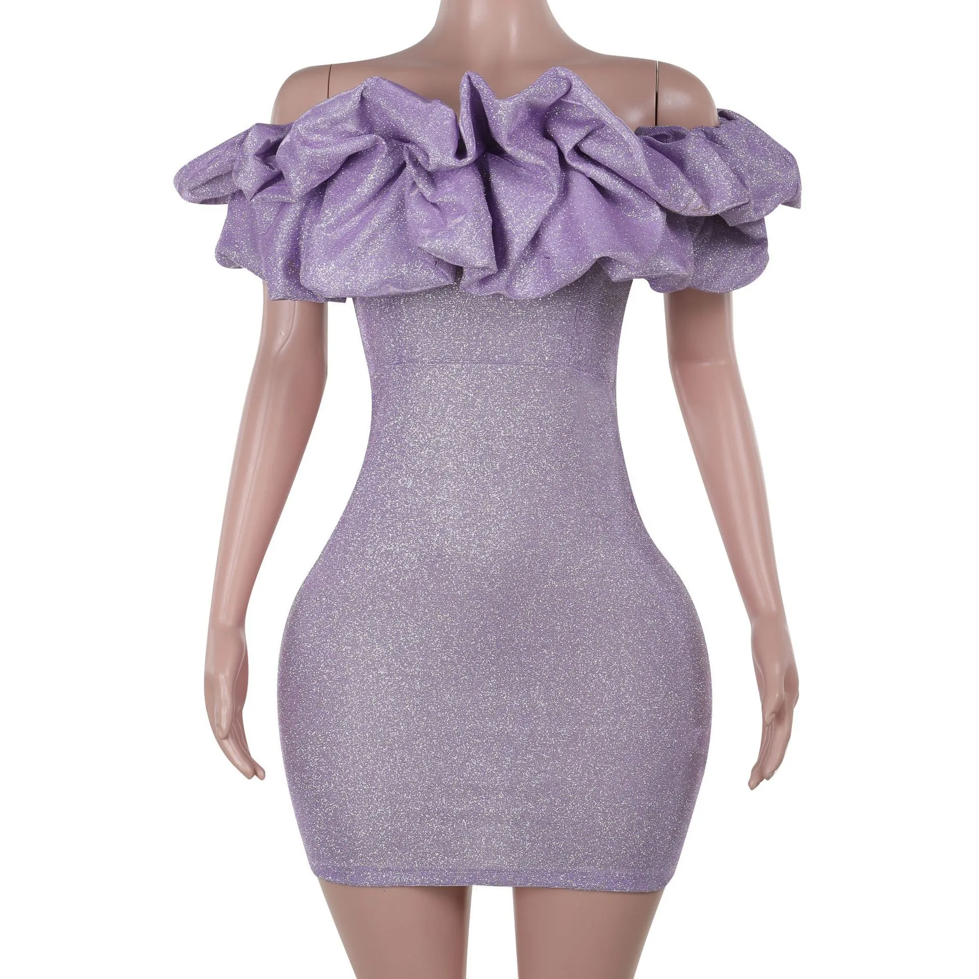 Slim-fit Off-shoulder Shiny Tube Top Dress Women Trendy Piece