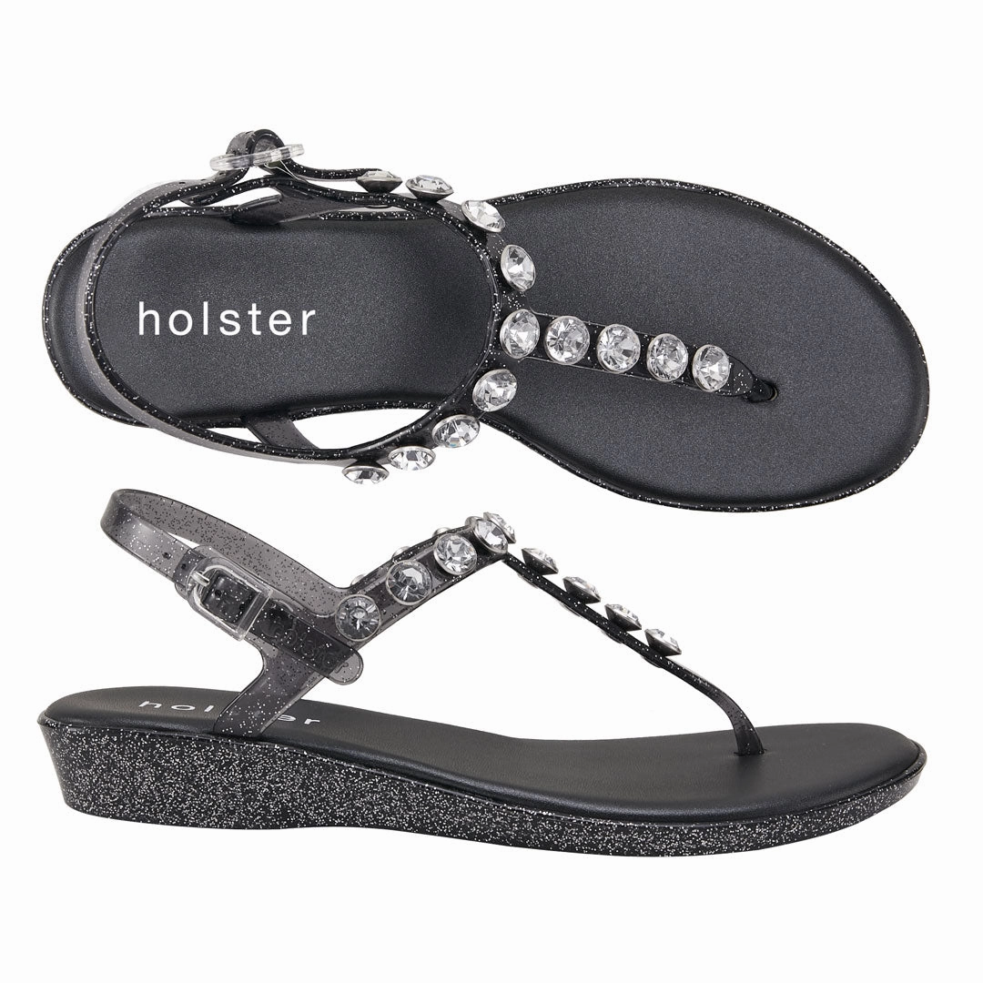 Weather Proof Amalfi Wedge - Clear Graphite Glitter