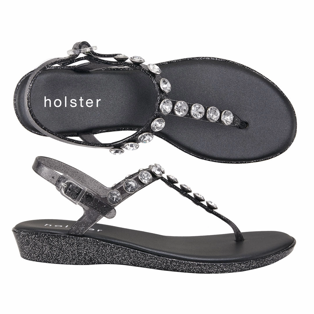 Amalfi Wedge - Clear Graphite Glitter Weather Proof Standout Design