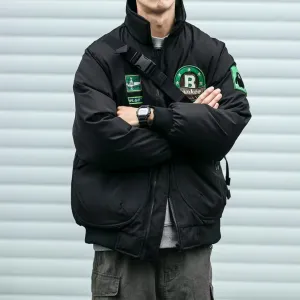 Quick Release Buckle Mechanism American Baseball Cotton-padded Jacket Men's Winter Thickened Couple Coat