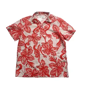American-style Retro Red Vine Printed Short-sleeved Shirt For Men Bamboo Fiber Fabric