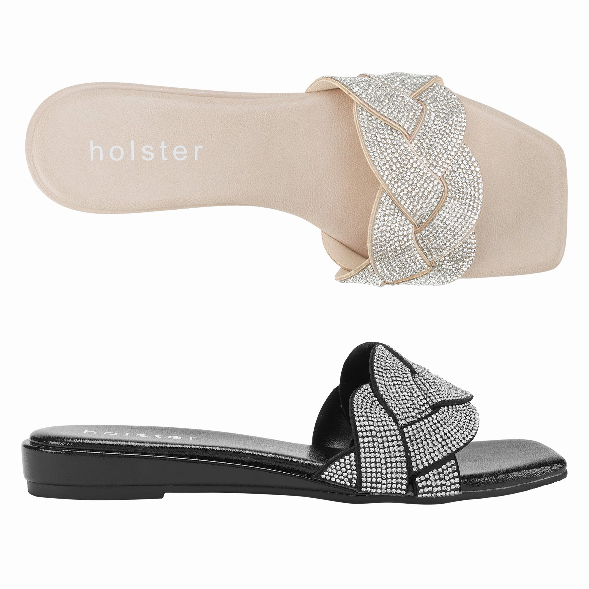 Anastasia Low Wedge Bundle - Beige / Black Recycle Safe Cozy Feel Footwear