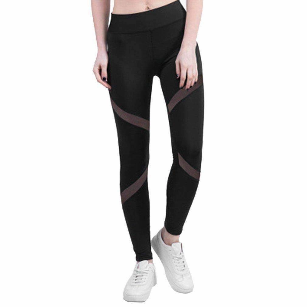 New Quick-drying Net Yarn Yoga Pants Black High Waist Elastic Running Fitness Slim Sport Pants Gym Leggings for Women Trousers QuickPullOn