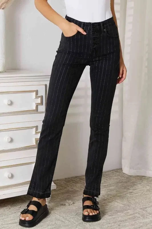 Flexible Performance Striped Women Pants with Pockets