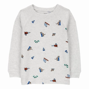 Toddler Boys' Winter Animals Thermal Graphic Tee 2S028210 Eco Friendly Dye