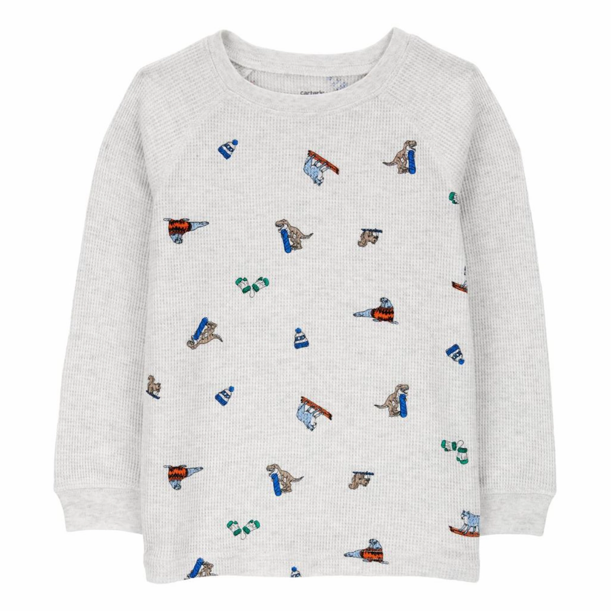 Yarn Dyed Pattern Cloth StretchKnit Toddler Boys' Winter Animals Thermal Graphic Tee 2S028210