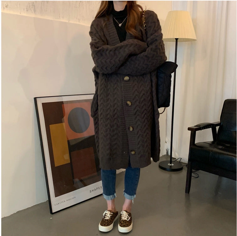 Quick Change Mid-length Sweater Female Baggy Coat