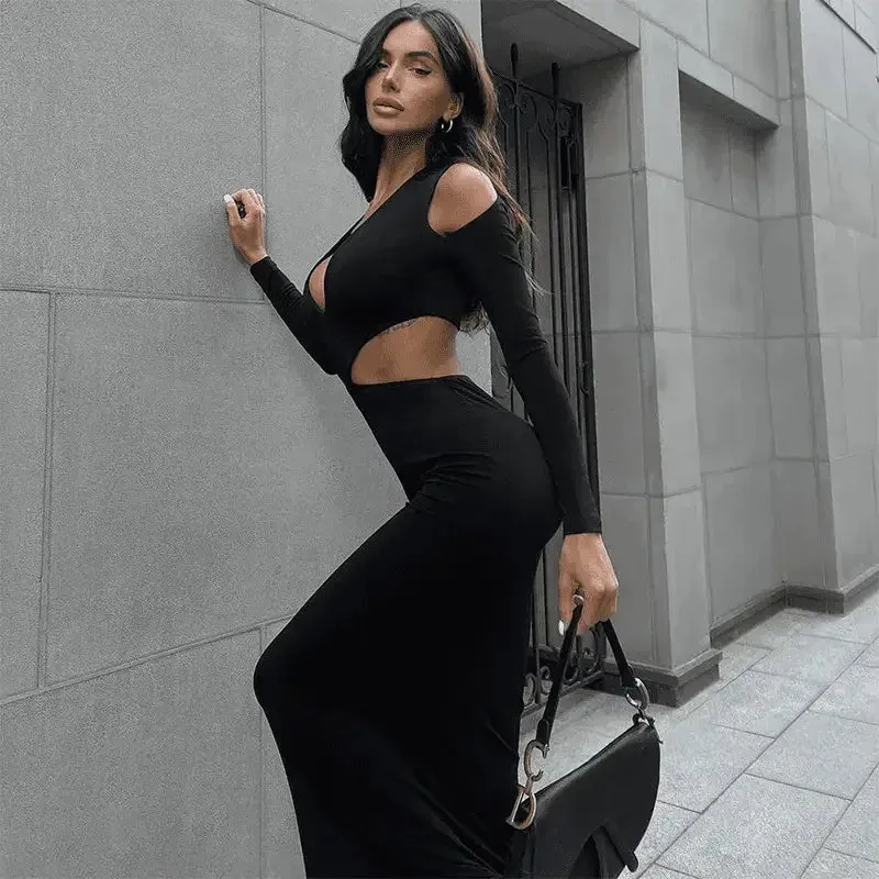 Autumn Sexy Cut Out Dress Semi Formal Activewear