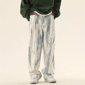 Neutral palette Autumn Draping Effect Tie-dyed Design Jeans For Men