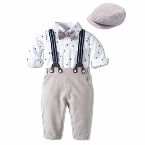 StretchMaterial Autumn New Long Sleeve Khaki Suit Infant Clothing Boys' Gentleman Children'S Clothing