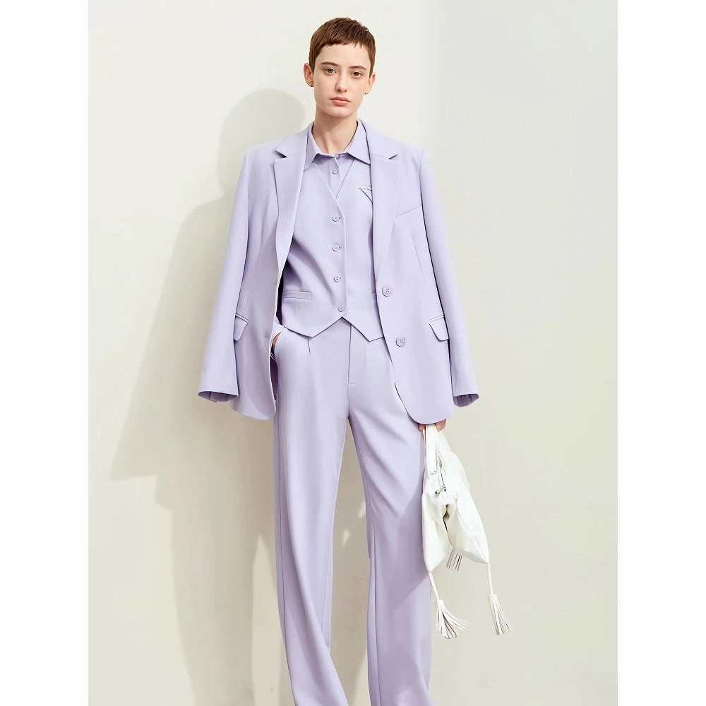 Autumn Notched Professional Blazer Daily Commute Wear