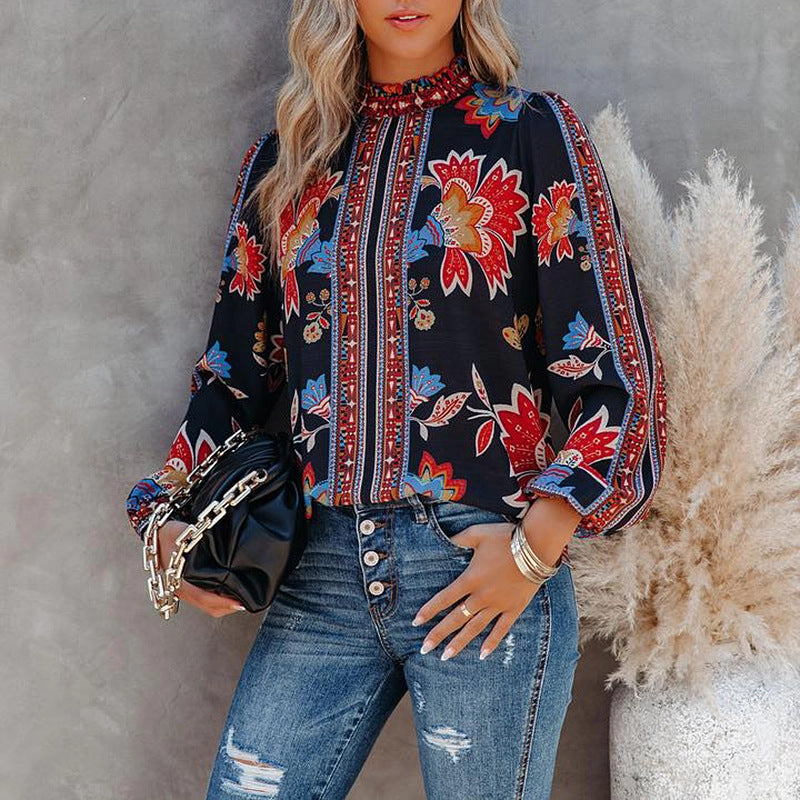 Autumn Women's Fashion Printed Long Sleeve Loose Casual Shirt Sustainable production