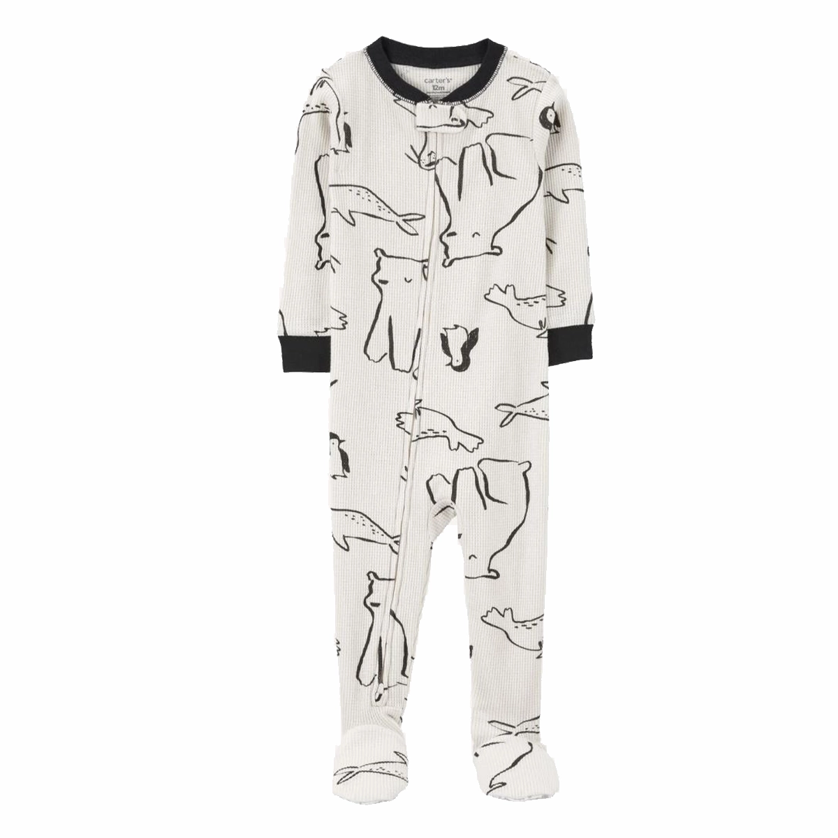 Baby 1-Piece Arctic Animal Print Footie Pajamas 1R945810 Ribbed Trim Details