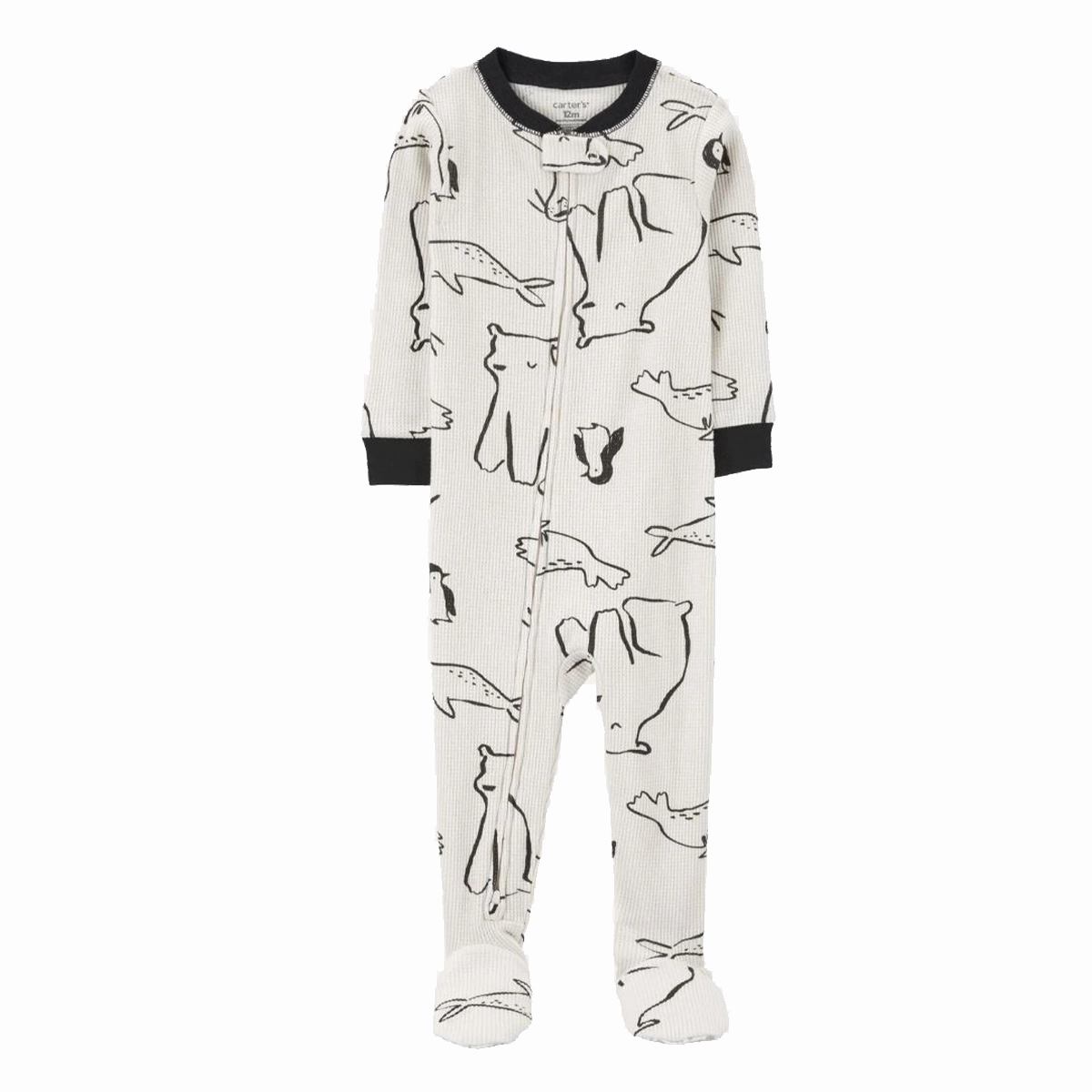 Baby 1-Piece Arctic Animal Print Footie Pajamas 1R945810 Odor Resistant Reinforced Elbow Patches