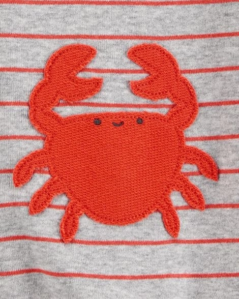 Adjustable Hemline Baby Boy Crab Striped Cotton Blend Short-Sleeve Romper 1S474910-984