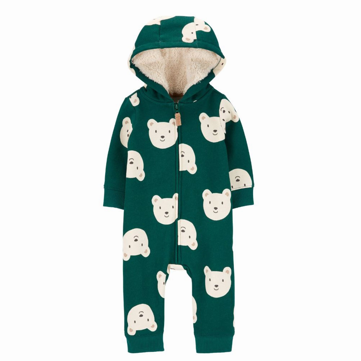 RawHemDetail Ergonomic Shoulder Shape Baby Boys' Hooded Bear Fleece Jumpsuit 1R963510