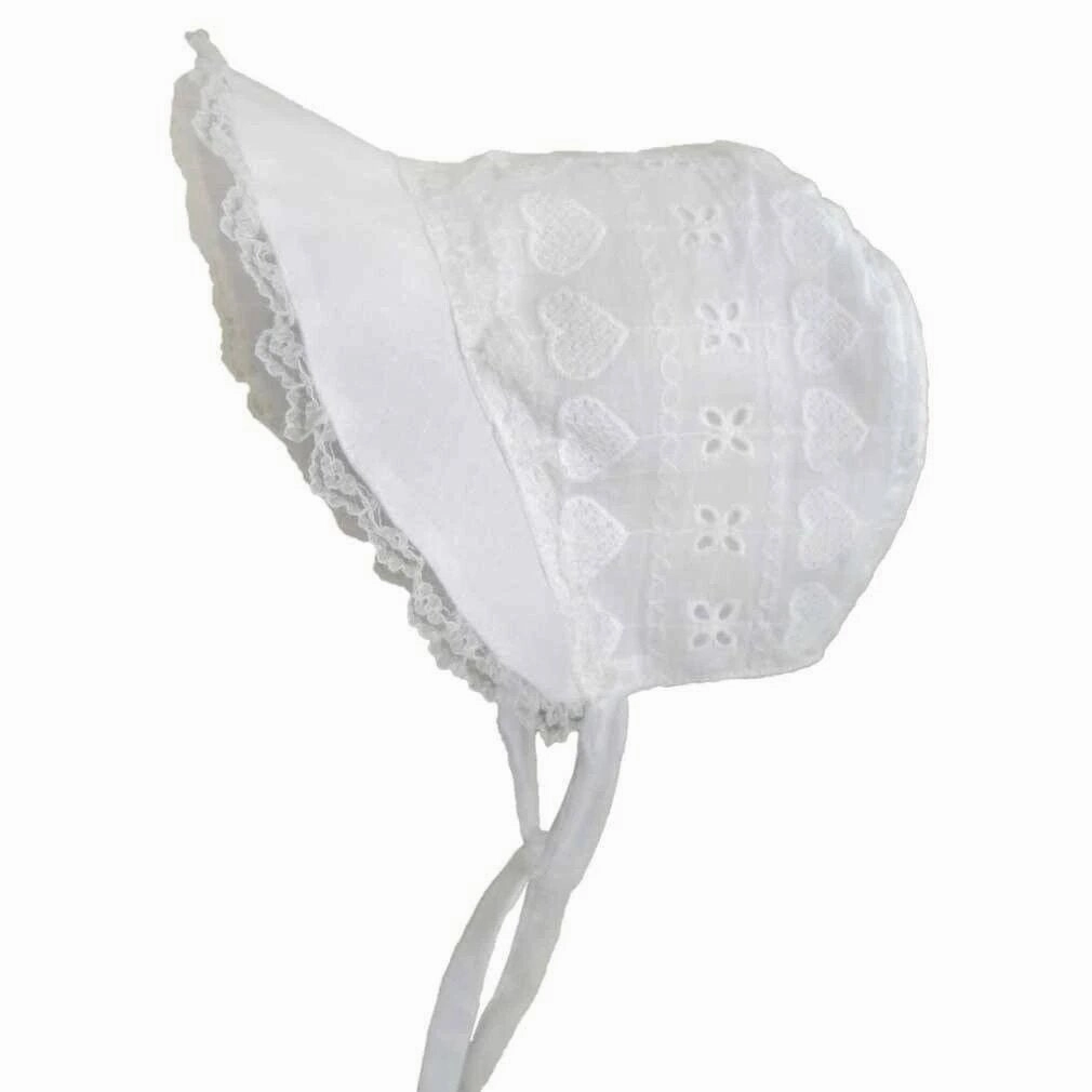 TaglessNecklineComfort Baby Girl Heart Eyelet Sunbonnet 1815