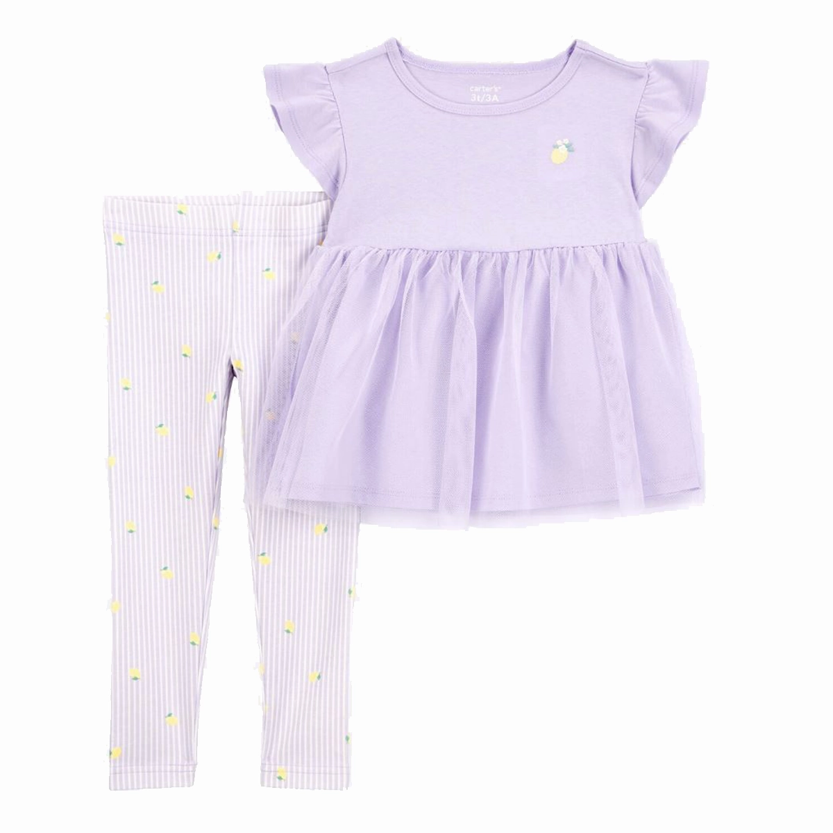 Baby Girls' 2-Piece Lemon Tulle Top & Legging Set 1S409810 SeamFreeShoulder SnagProof