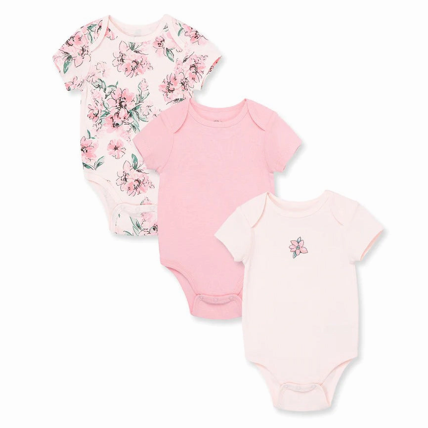 Wrinkle Resistant Treatment Baby Girls' 3-Pack Dream Floral Bodysuits LB812355N
