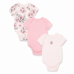 Baby Girls' 3-Pack Dream Floral Bodysuits LB812355N Foldable Cuff Design AllDay Comfort Tech