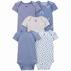 Summer Blouse Baby Girls' 5-Pack Butterfly Short-Sleeve Body suits 1R036110-999