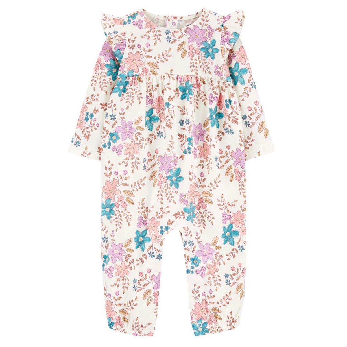 Baby Girls' Floral Jersey Long-Sleeve Jumpsuit 1R967210 LayeredStyling