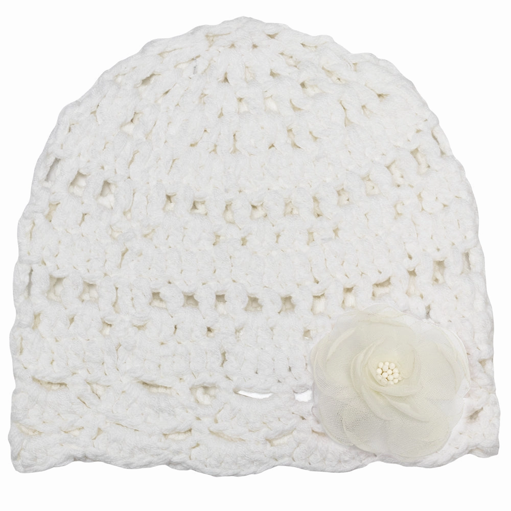 Ultra Soft Handfeel HoodedVersion Baby Girls' Lace Crochet Hat with Flower 1025