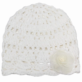 Ultra Soft Handfeel HoodedVersion Baby Girls' Lace Crochet Hat with Flower 1025