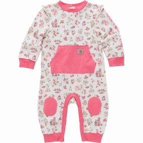 Durable Stitching Baby Girls' Long Sleeve Floral Printed Coverall CM9754
