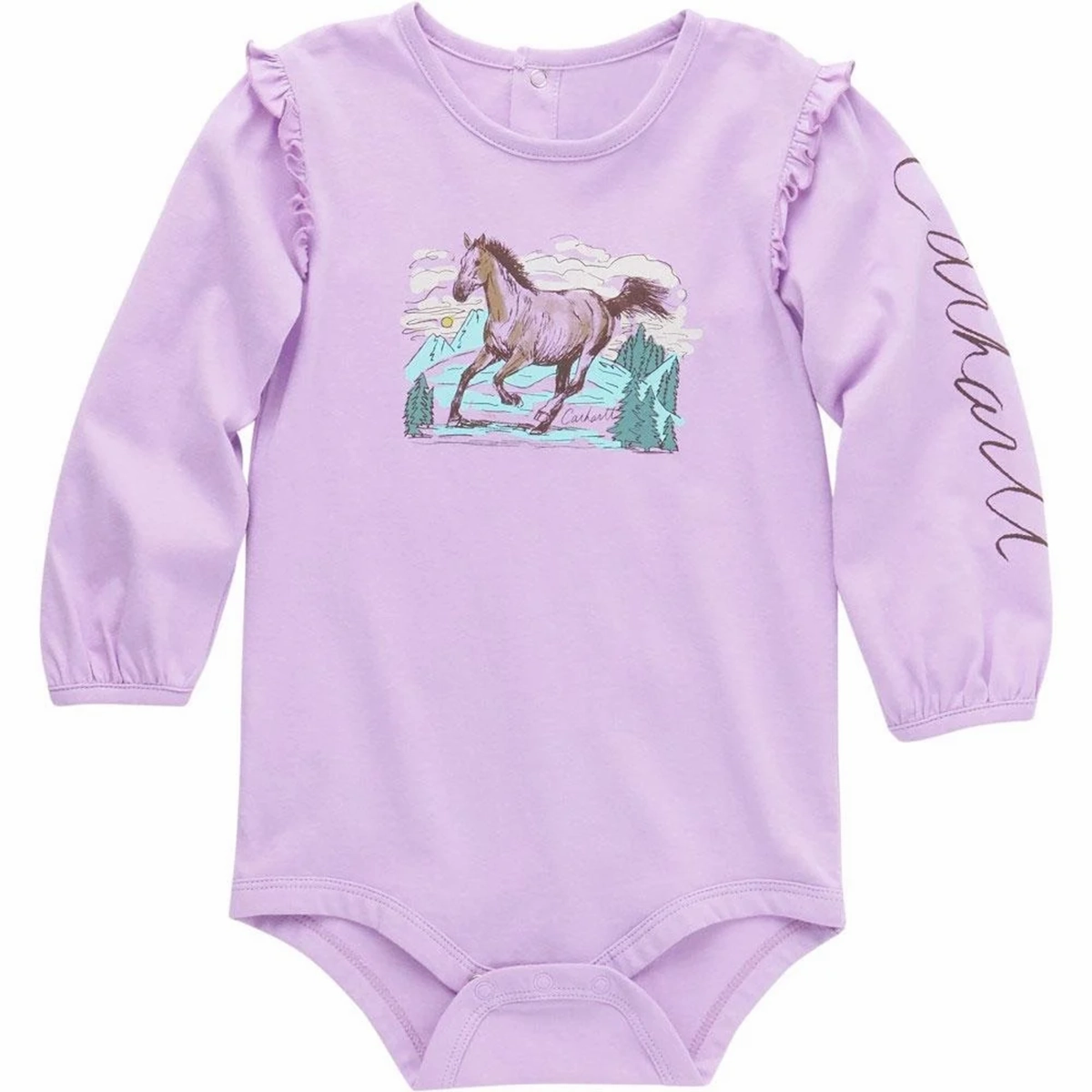 Recycled Polyester Blend Baby Girls' Long-Sleeve Horse Bodysuit CA7077