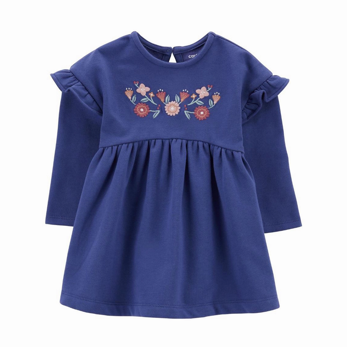 Unstructured Fit Layered Hemline Baby Girls' Navy Floral Long Sleeve Dress 1R861710