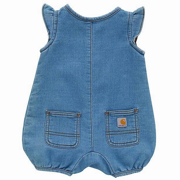 RelaxedSilhouette Baby Girls' Short-Sleeve Denim Henley Romper CM9750