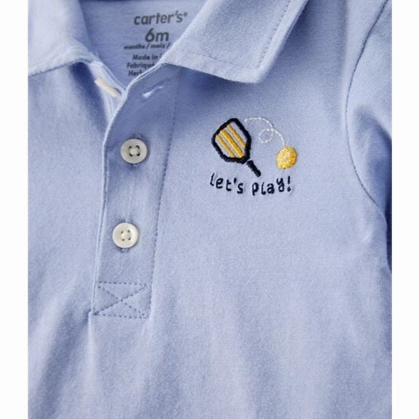 Baby Pickleball Cotton Romper - Blue 1S922910-420 Fitted Shirt