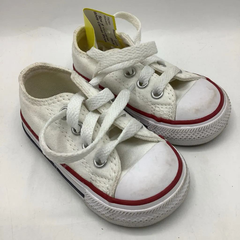 Size 4: Converse White Canvas Shoes Compact Fit ShockAbsorbingSole
