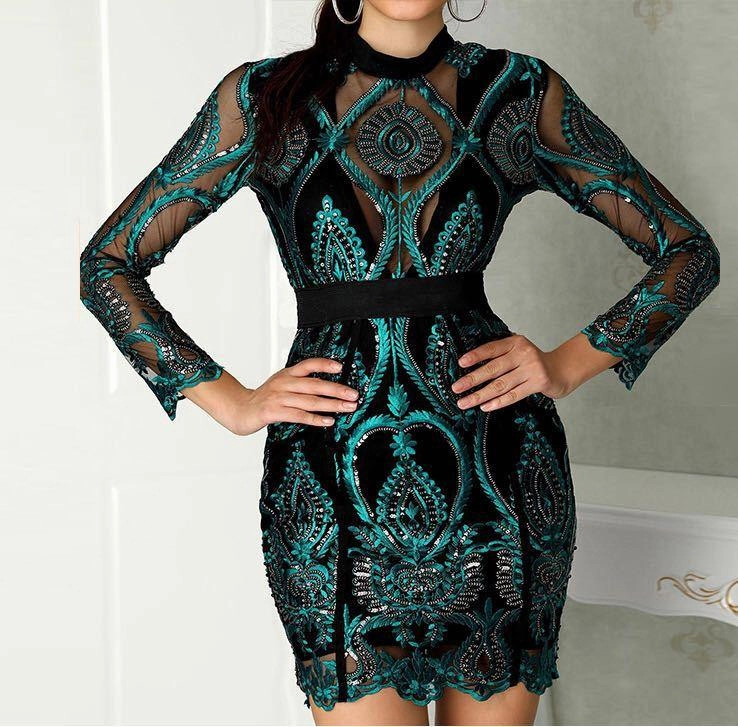 Bag hip long sleeve dress Flattering Style Fit